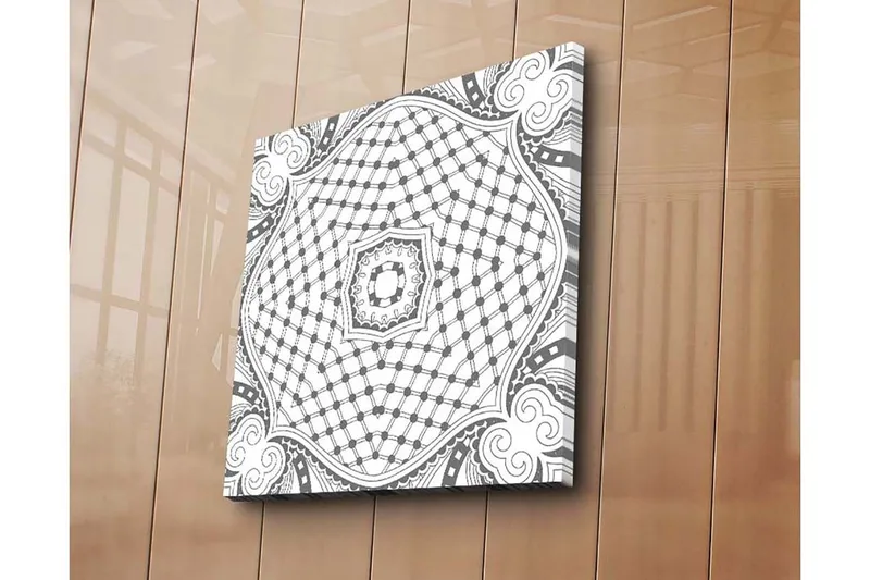 Canvastavla 45x45 cm - Abstrakt mönster med geometriska former och linjer - Svart / Vitt - Inredning - Tavlor & konst - Canvastavlor