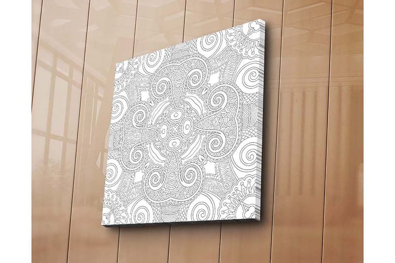 Canvastavla 45x45 cm - Abstrakt mönster med spiraler och linjer - Svart / Vitt - Inredning - Tavlor & konst - Canvastavlor