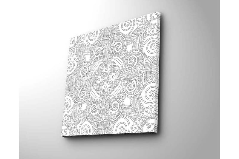 Canvastavla 45x45 cm - Abstrakt mönster med spiraler och linjer - Svart / Vitt - Inredning - Tavlor & konst - Canvastavlor