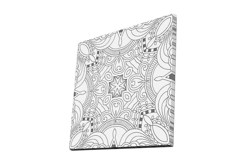 Canvastavla 45x45 cm - Abstrakt mönster med svarta linjer och detaljer - Svart / Vitt - Inredning - Tavlor & konst - Canvastavlor