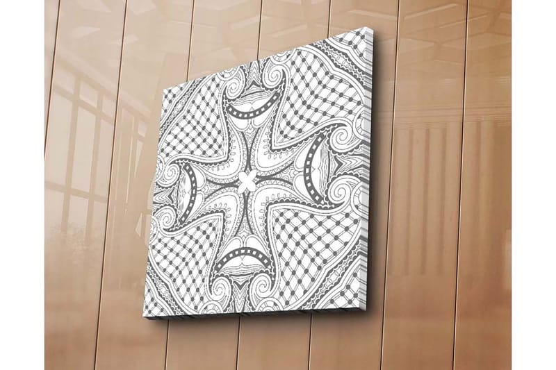 Canvastavla 45x45 cm - Abstrakt mönster med svarta linjer och detaljer - Svart / Vitt - Inredning - Tavlor & konst - Canvastavlor