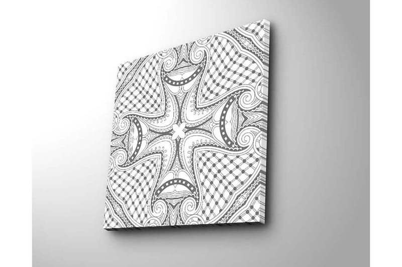 Canvastavla 45x45 cm - Abstrakt mönster med svarta linjer och detaljer - Svart / Vitt - Inredning - Tavlor & konst - Canvastavlor