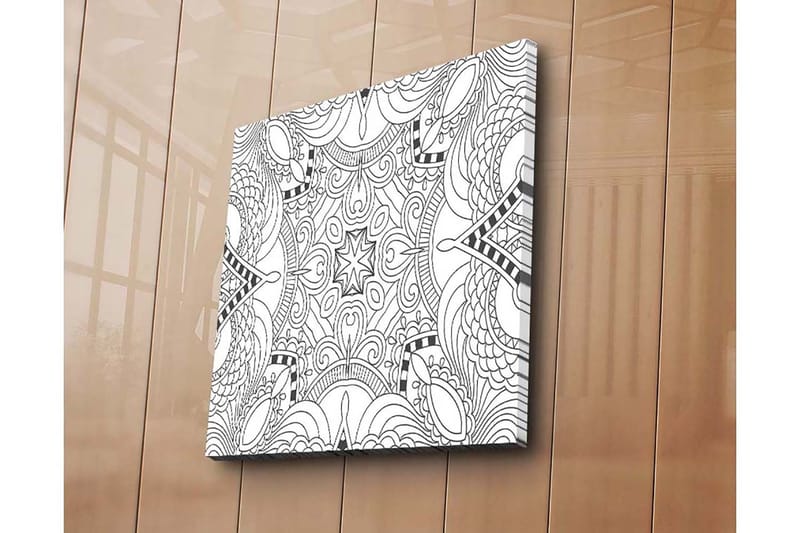 Canvastavla 45x45 cm - Abstrakt mönster med svarta linjer och former - Svart / Vit - Inredning - Tavlor & konst - Canvastavlor