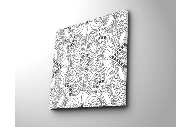 Canvastavla 45x45 cm - Abstrakt mönster med svarta linjer och former - Svart / Vit - Inredning - Tavlor & konst - Canvastavlor