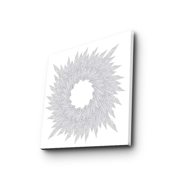 Canvastavla 45x45 cm - Abstrakt spiral av bladformade mönster - Vit / Grå - Inredning - Tavlor & konst - Canvastavlor