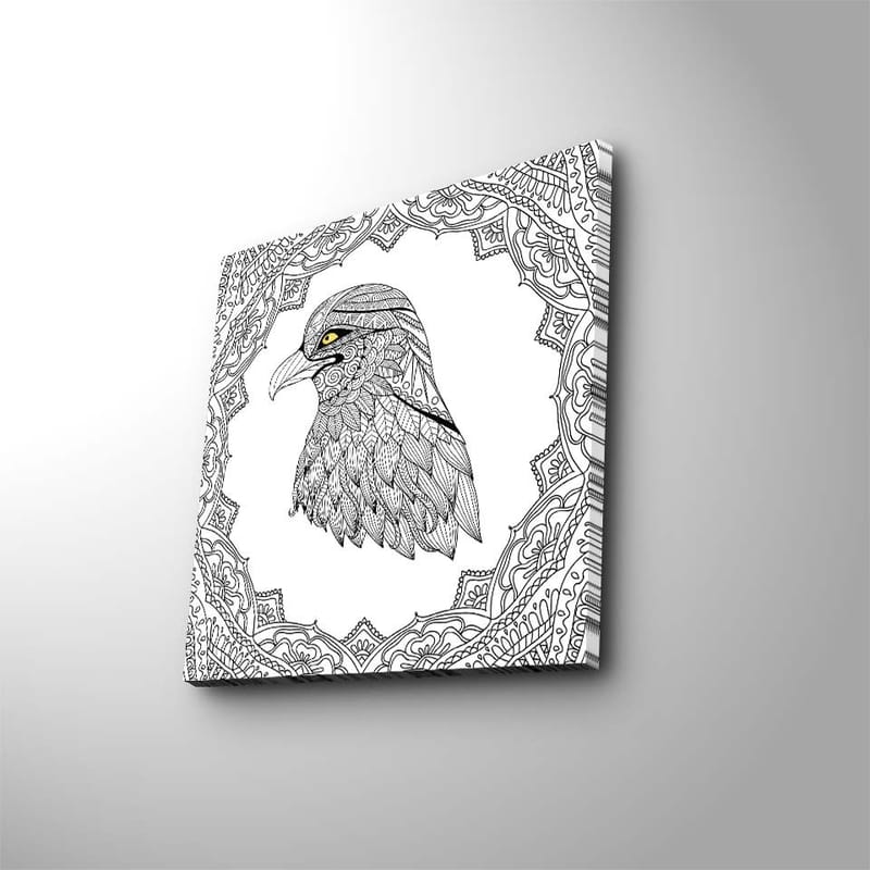 Canvastavla 45x45 cm - Detaljerad illustration av en örn med en intrikat ram - Svart / Gult - Inredning - Tavlor & konst - Canvastavlor