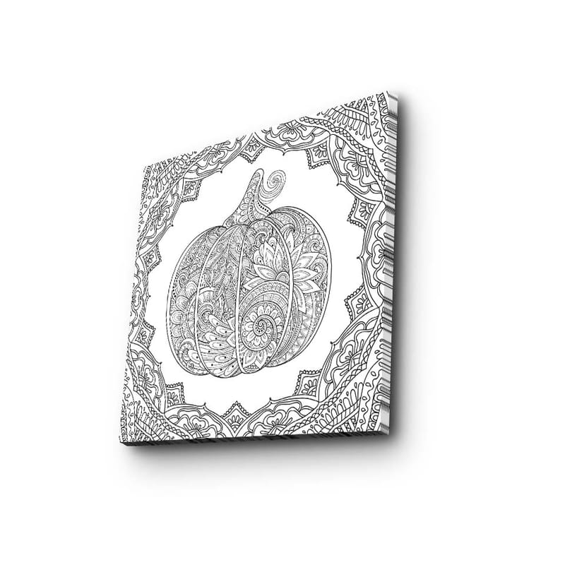 Canvastavla 45x45 cm - Detaljerad pumpa med ornamentala mönster - Svart / Vitt - Inredning - Tavlor & konst - Canvastavlor