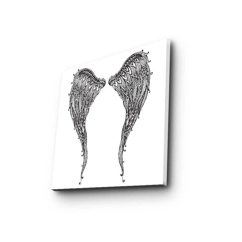 Canvastavla 45x45 cm - Detaljerade fjädrar av vingar - Svart / Vitt - Inredning - Tavlor & konst - Canvastavlor