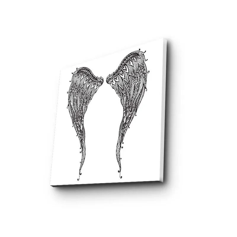 Canvastavla 45x45 cm - Detaljerade fjädrar av vingar - Svart / Vitt - Inredning - Tavlor & konst - Canvastavlor