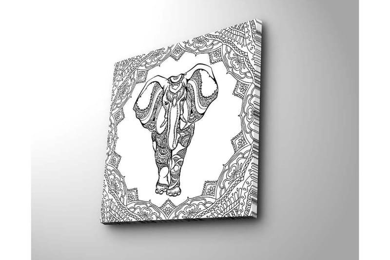Canvastavla 45x45 cm - Elefant i detaljrik mandalamönster - Svart / Vitt - Inredning - Tavlor & konst - Canvastavlor