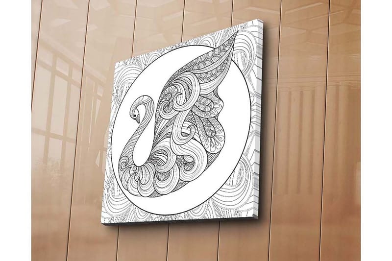Canvastavla 45x45 cm - Elegant svan med intrikata mönster - Svart / Vitt - Inredning - Tavlor & konst - Canvastavlor