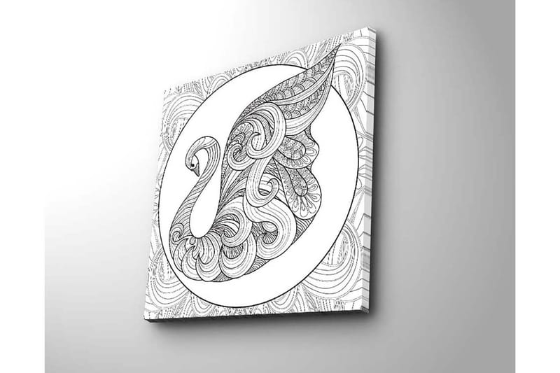 Canvastavla 45x45 cm - Elegant svan med intrikata mönster - Svart / Vitt - Inredning - Tavlor & konst - Canvastavlor