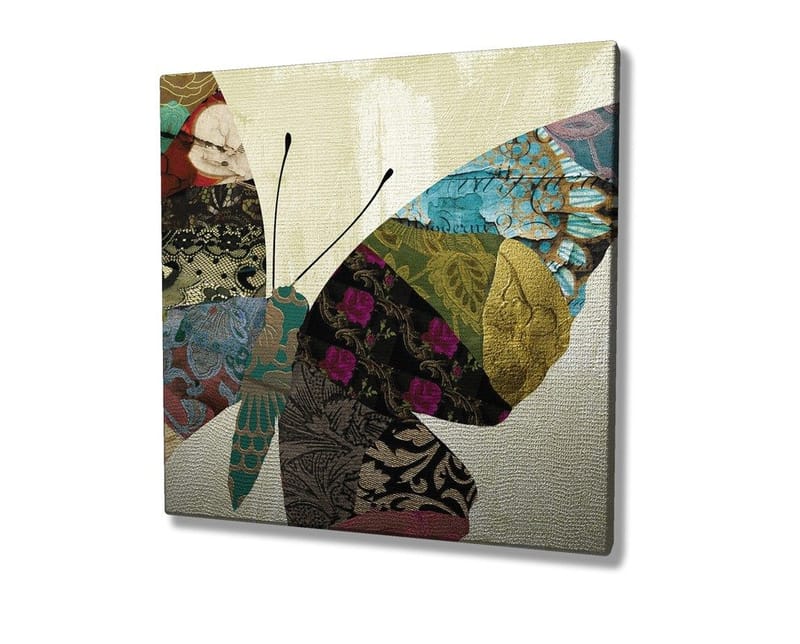Canvastavla 45x45 cm - Färgglad fjäril med mönstrade vingar - Turkos / Röd / Svart - Inredning - Tavlor & konst - Canvastavlor
