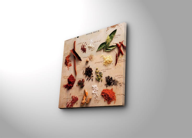 Canvastavla 45x45 cm - Färgglad samling av kryddor och örter - Röd / Grön / Brun - Inredning - Tavlor & konst - Canvastavlor