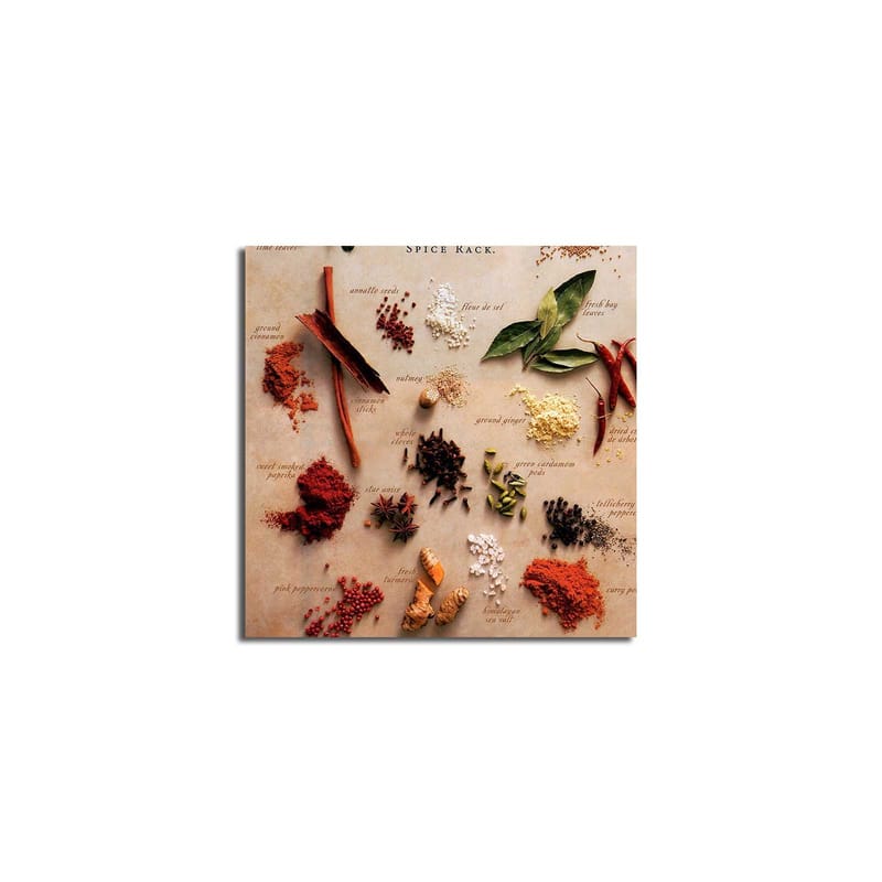 Canvastavla 45x45 cm - Färgglad samling av kryddor och örter - Röd / Grön / Brun - Inredning - Tavlor & konst - Canvastavlor