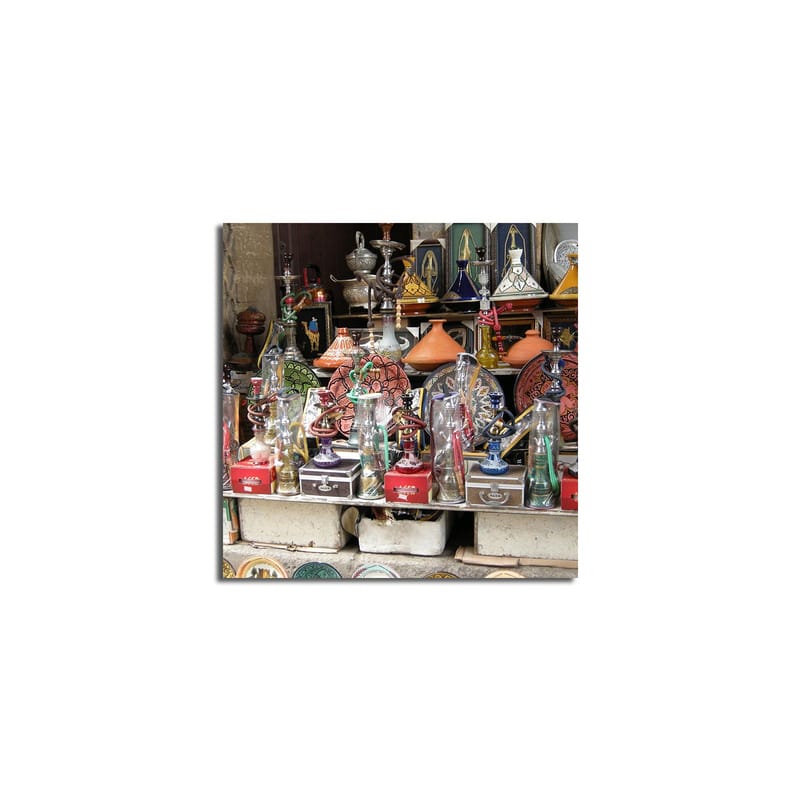 Canvastavla 45x45 cm - Färgglada hantverk och dekorativa föremål i en marknadsställning - Röd / Grön / Orange - Inredning - Tavlor & konst - Canvastavlor