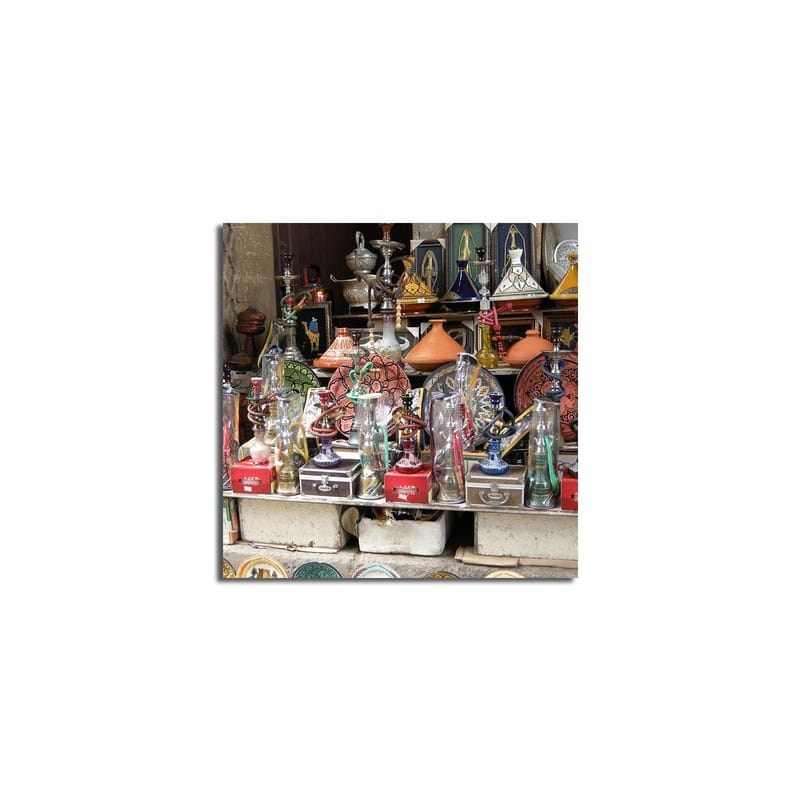 Canvastavla 45x45 cm - Färgglada hantverk och dekorativa föremål i en marknadsställning - Röd / Grön / Orange - Inredning - Tavlor & konst - Canvastavlor