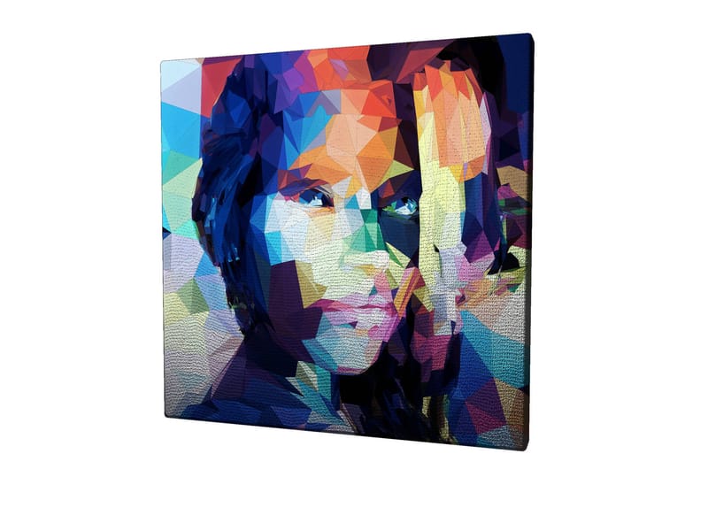 Canvastavla 45x45 cm - Geometrisk porträtt av en kvinna i färgglad stil - Blå / Röd / Grön - Inredning - Tavlor & konst - Canvastavlor