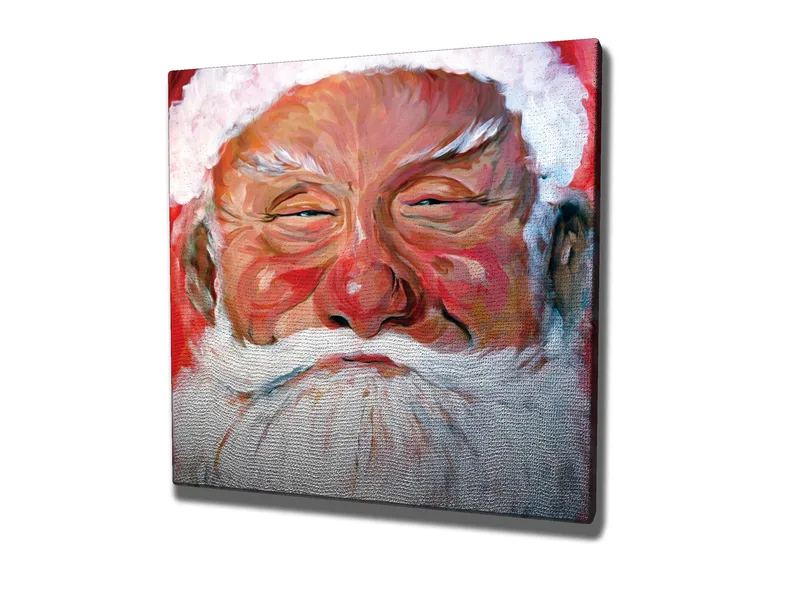 Canvastavla 45x45 cm - Glad jultomte med vit skägg och röd bakgrund - Röd / Vit / Hudfärg - Inredning - Tavlor & konst - Canvastavlor