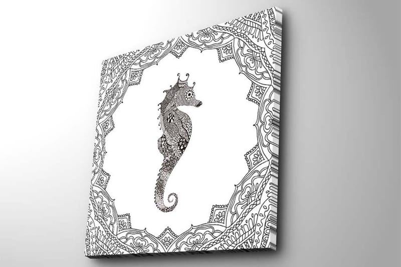 Canvastavla 45x45 cm - Havsdrake i detaljerad svart och vit stil - Svart / Vit - Inredning - Tavlor & konst - Canvastavlor