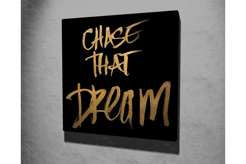 Canvastavla 45x45 cm - Inspirerande text med budskapet att följa sina drömmar - Guld / Svart - Inredning - Tavlor & konst - Canvastavlor