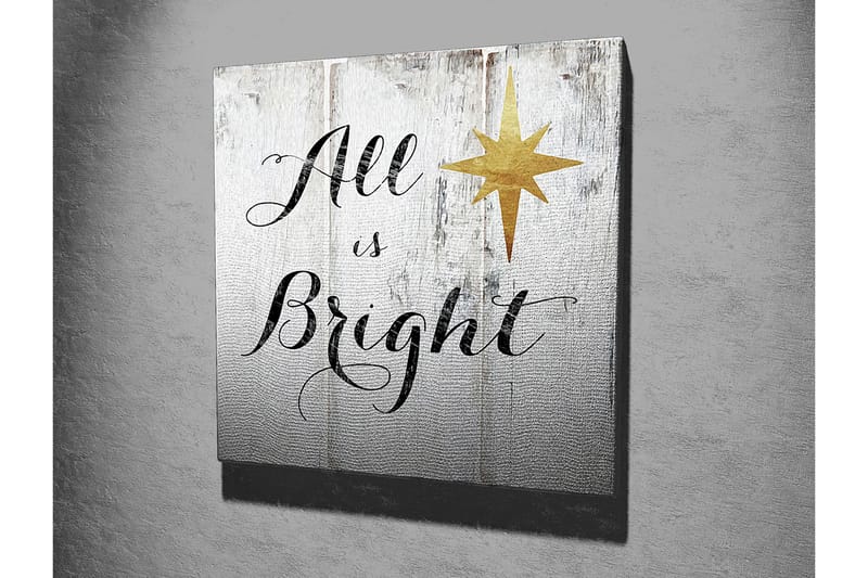 Canvastavla 45x45 cm - Inspirerande text med stjärna på träpanel - Vit / Svart / Guld - Inredning - Tavlor & konst - Canvastavlor