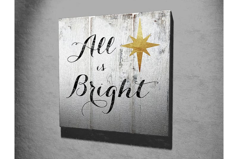 Canvastavla 45x45 cm - Inspirerande text med stjärna på träpanel - Vit / Svart / Guld - Inredning - Tavlor & konst - Canvastavlor