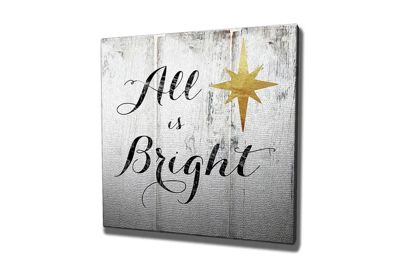 Canvastavla 45x45 cm - Inspirerande text med stjärna på träpanel - Vit / Svart / Guld - Inredning - Tavlor & konst - Canvastavlor