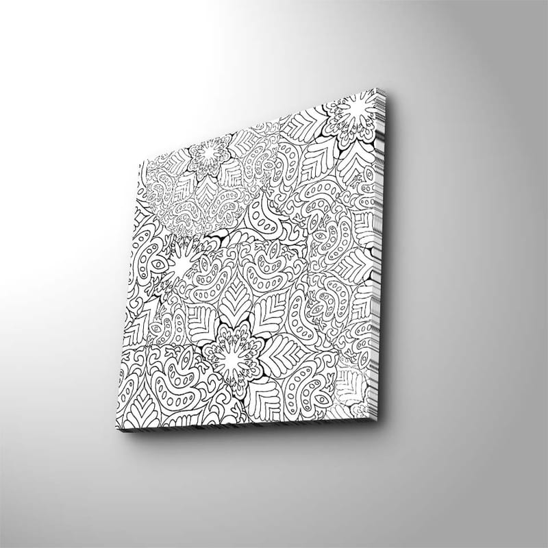 Canvastavla 45x45 cm - Intrikat mönster av blommor och blad - Svart / Vitt - Inredning - Tavlor & konst - Canvastavlor