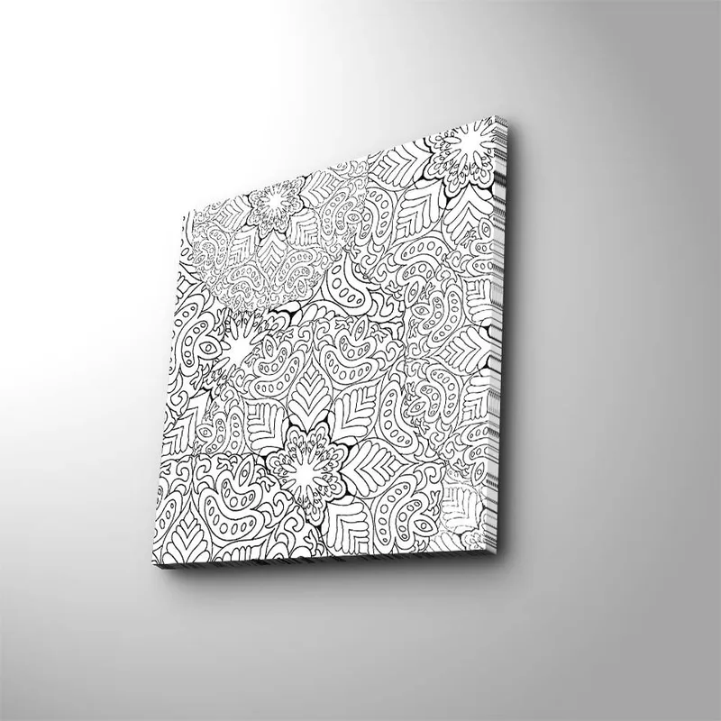 Canvastavla 45x45 cm - Intrikat mönster av blommor och blad - Svart / Vitt - Inredning - Tavlor & konst - Canvastavlor