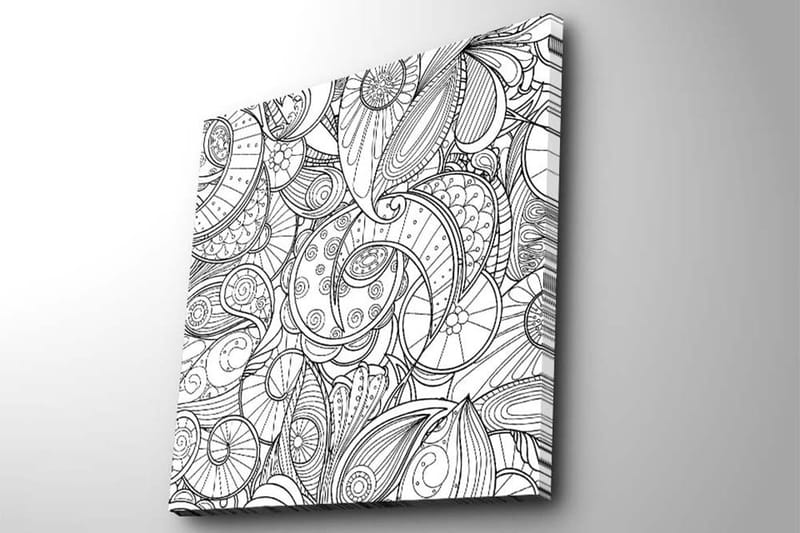 Canvastavla 45x45 cm - Intrikat mönster av snäckor och spiraler - Svart / Vitt - Inredning - Tavlor & konst - Canvastavlor