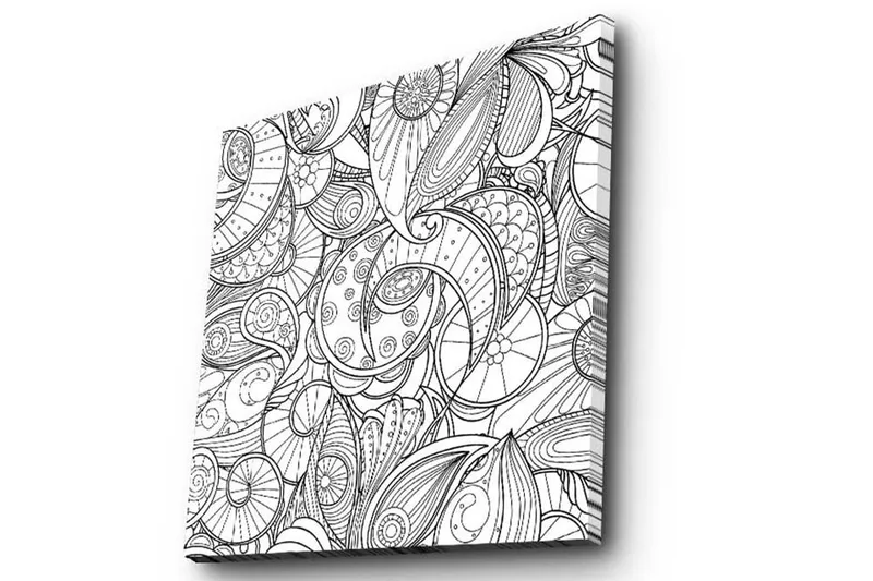 Canvastavla 45x45 cm - Intrikat mönster av snäckor och spiraler - Svart / Vitt - Inredning - Tavlor & konst - Canvastavlor