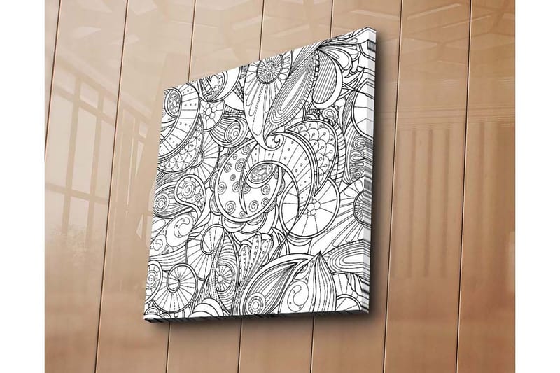 Canvastavla 45x45 cm - Intrikat mönster av snäckor och svängda linjer - Svart / Vitt - Inredning - Tavlor & konst - Canvastavlor