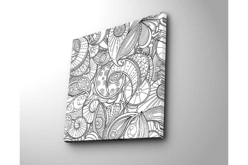 Canvastavla 45x45 cm - Intrikat mönster av snäckor och svängda linjer - Svart / Vitt - Inredning - Tavlor & konst - Canvastavlor