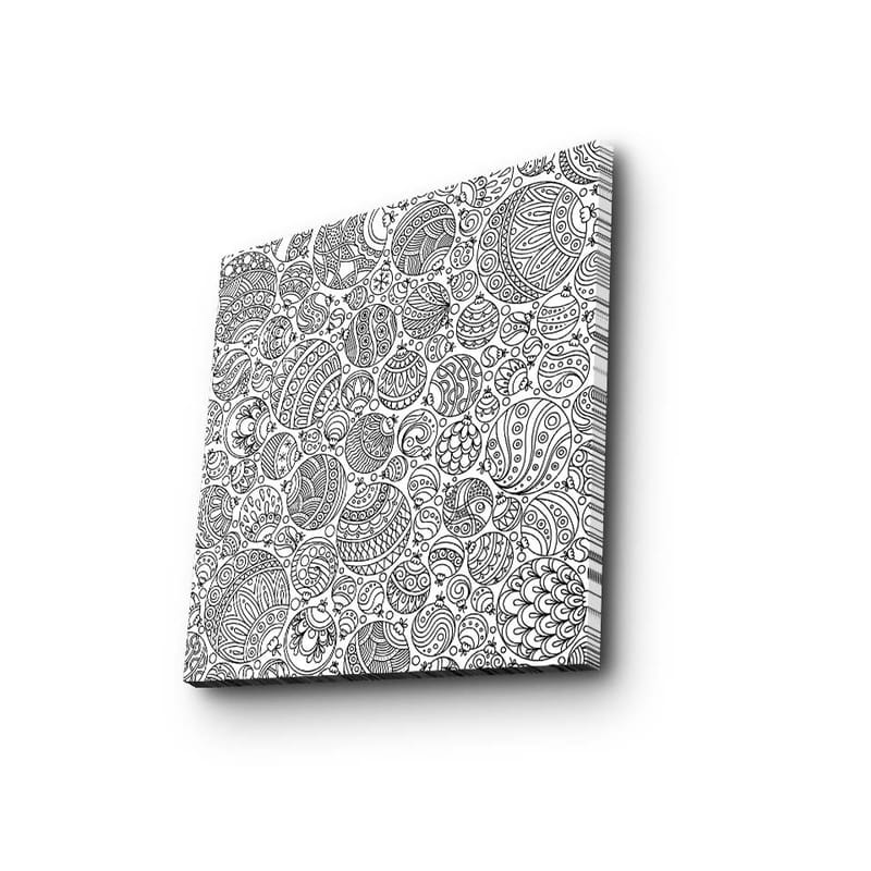 Canvastavla 45x45 cm - Intrikat mönster av svarta linjer och former - Svart / Vitt - Inredning - Tavlor & konst - Canvastavlor