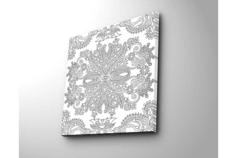 Canvastavla 45x45 cm - Intrikat mönster med florala och geometriska inslag - Svart / Vitt - Inredning - Tavlor & konst - Canvastavlor