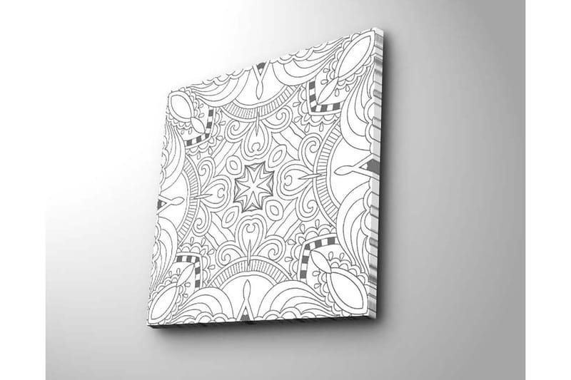 Canvastavla 45x45 cm - Intrikat mönster med geometriska former och linjer - Svart / Vitt - Inredning - Tavlor & konst - Canvastavlor