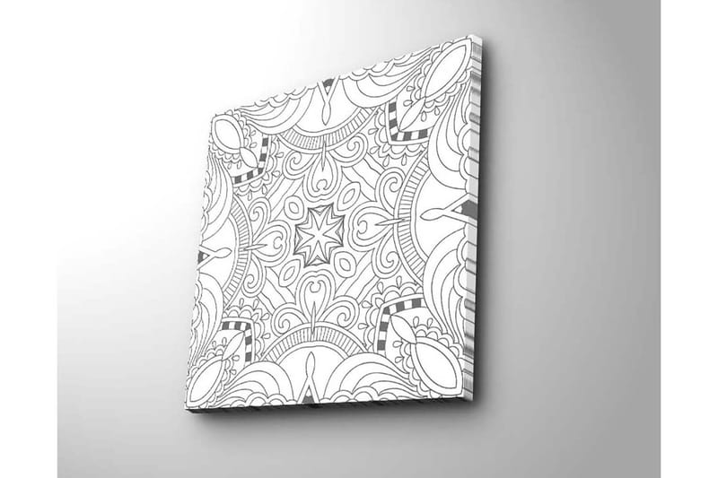 Canvastavla 45x45 cm - Intrikat mönster med geometriska former och linjer - Svart / Vitt - Inredning - Tavlor & konst - Canvastavlor