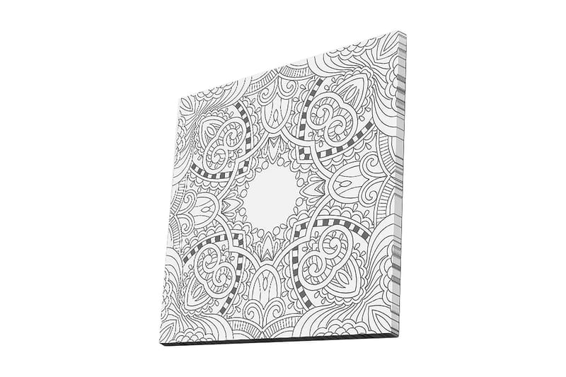 Canvastavla 45x45 cm - Intrikat mönster med geometriska och organiska former - Svart / Vitt - Inredning - Tavlor & konst - Canvastavlor