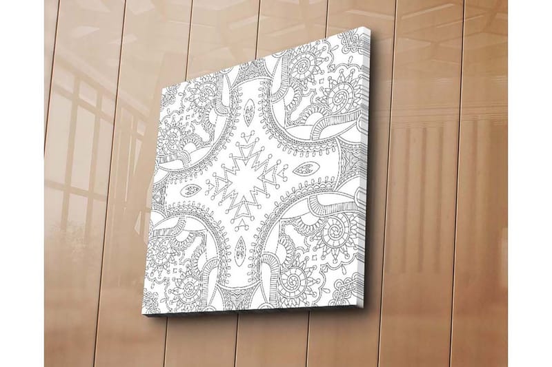 Canvastavla 45x45 cm - Intrikat mönster med geometriska och organiska former - Svart / Vitt - Inredning - Tavlor & konst - Canvastavlor