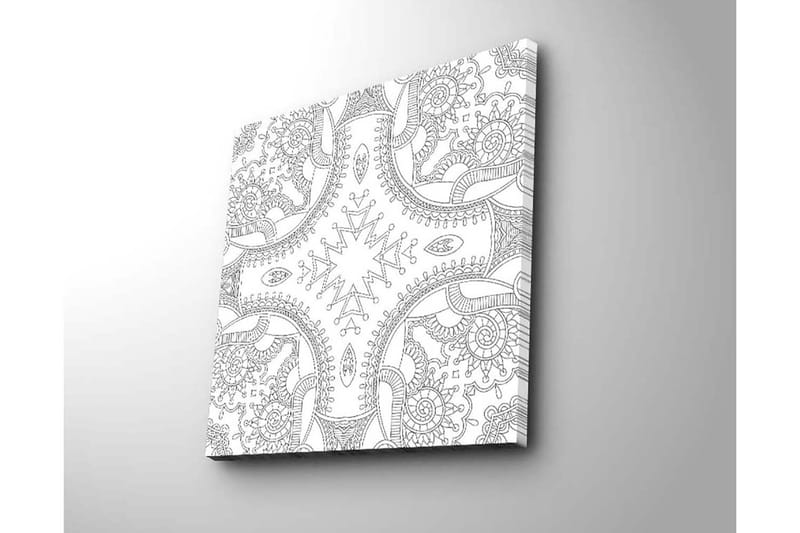 Canvastavla 45x45 cm - Intrikat mönster med geometriska och organiska former - Svart / Vitt - Inredning - Tavlor & konst - Canvastavlor