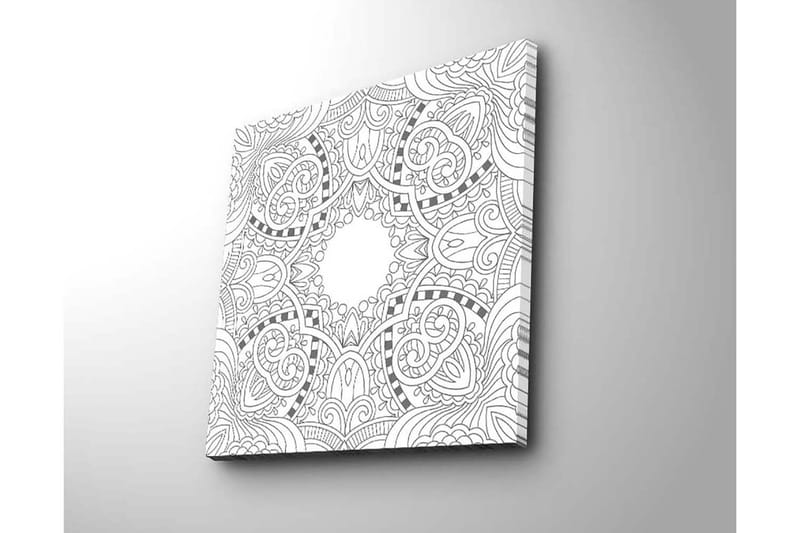 Canvastavla 45x45 cm - Intrikat mönster med geometriska och organiska former - Svart / Vitt - Inredning - Tavlor & konst - Canvastavlor