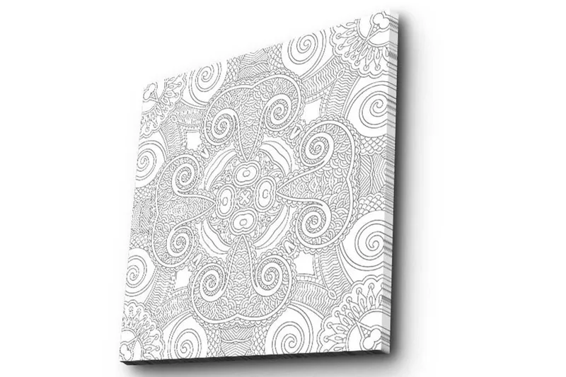 Canvastavla 45x45 cm - Intrikat mönster med svängda linjer och spiraler - Vit / Svart - Inredning - Tavlor & konst - Canvastavlor