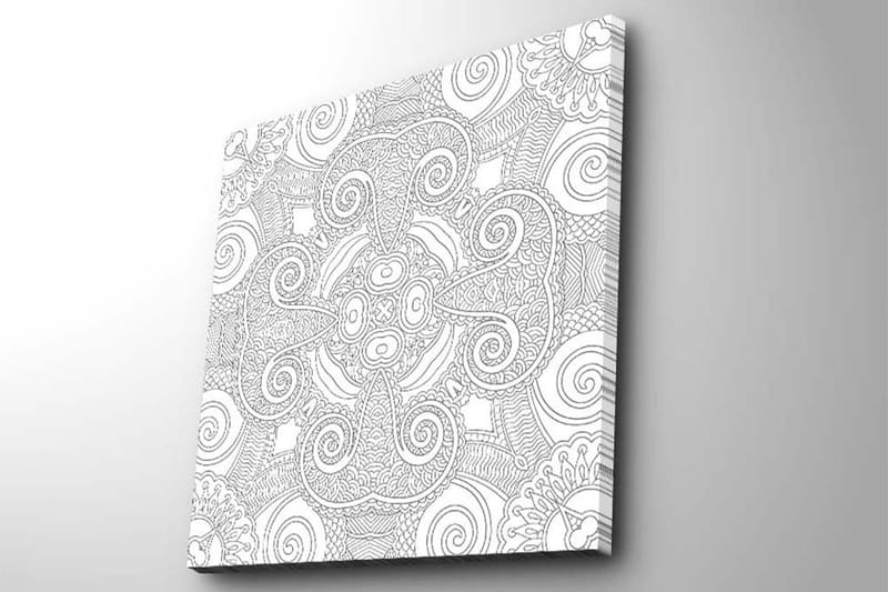 Canvastavla 45x45 cm - Intrikat mönster med svängda linjer och spiraler - Vit / Svart - Inredning - Tavlor & konst - Canvastavlor
