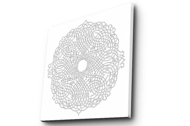 Canvastavla 45x45 cm - Intrikat mandala i vit och grå nyans - Vit / Grå - Inredning - Tavlor & konst - Canvastavlor
