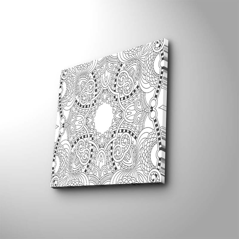 Canvastavla 45x45 cm - Intrikat mandala med detaljerade mönster - Svart / Vitt - Inredning - Tavlor & konst - Canvastavlor