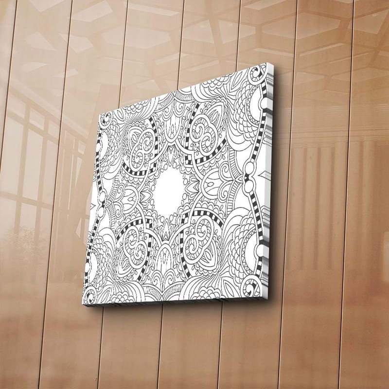 Canvastavla 45x45 cm - Intrikat mandala med detaljerade mönster - Svart / Vitt - Inredning - Tavlor & konst - Canvastavlor