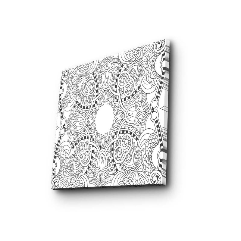 Canvastavla 45x45 cm - Intrikat mandala med detaljerade mönster - Svart / Vitt - Inredning - Tavlor & konst - Canvastavlor