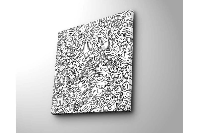 Canvastavla 45x45 cm - Kreativ komposition med film- och teaterrelaterade symboler - Svart / Vitt - Inredning - Tavlor & konst - Canvastavlor