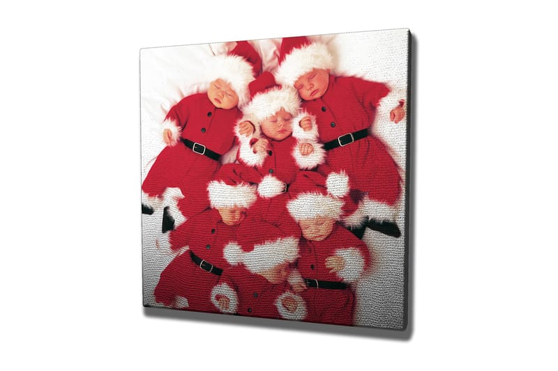 Canvastavla 45x45 cm - Lekfull samling av barn i tomtedräkter - Röd / Vit - Inredning - Tavlor & konst - Canvastavlor